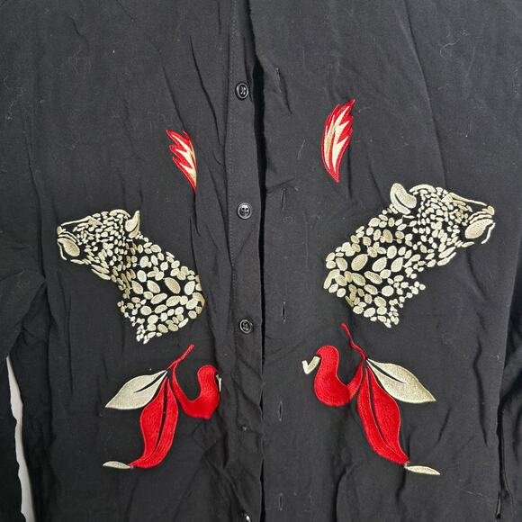 Heart & Dagger Black Exotic Embroidered Long Sleeve, Medium - Picture 2 of 6